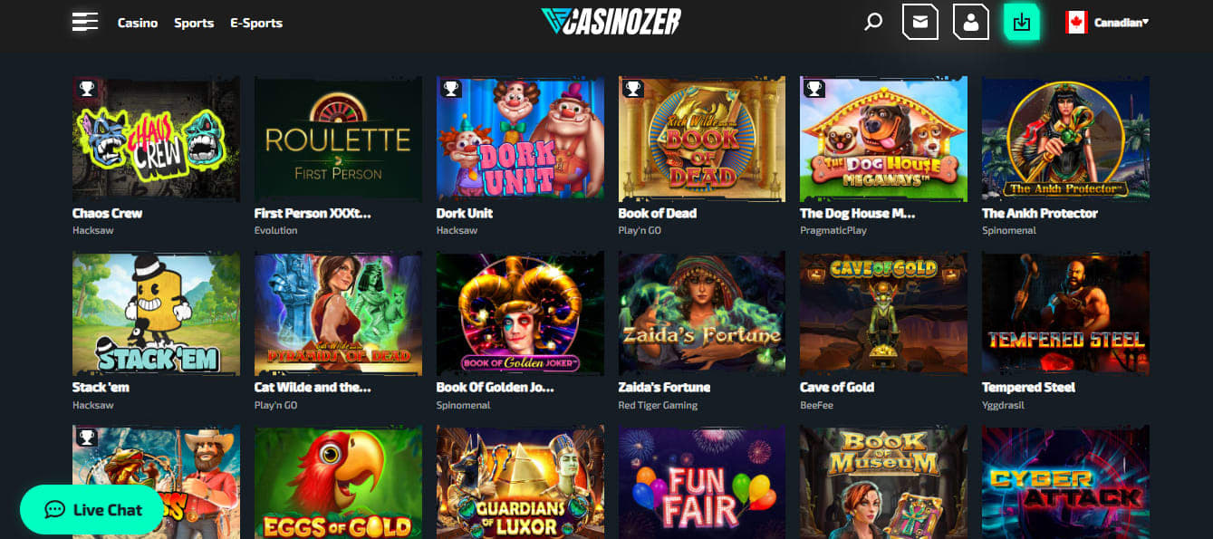 La liste de providers sur Casinozer.com